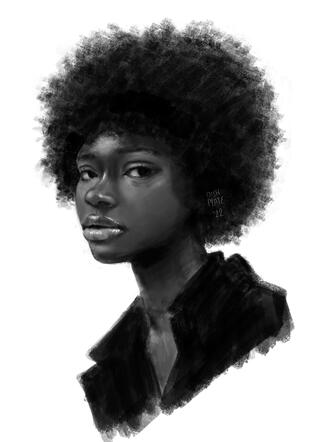 Portrait of a woman, made digitally using Procreate.